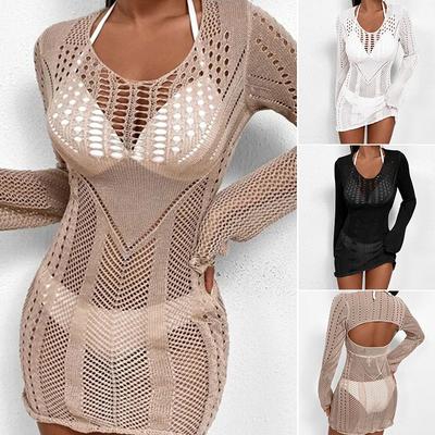 New Beach Skirt Sexy Perspective Hollow Knitted Women's Dress