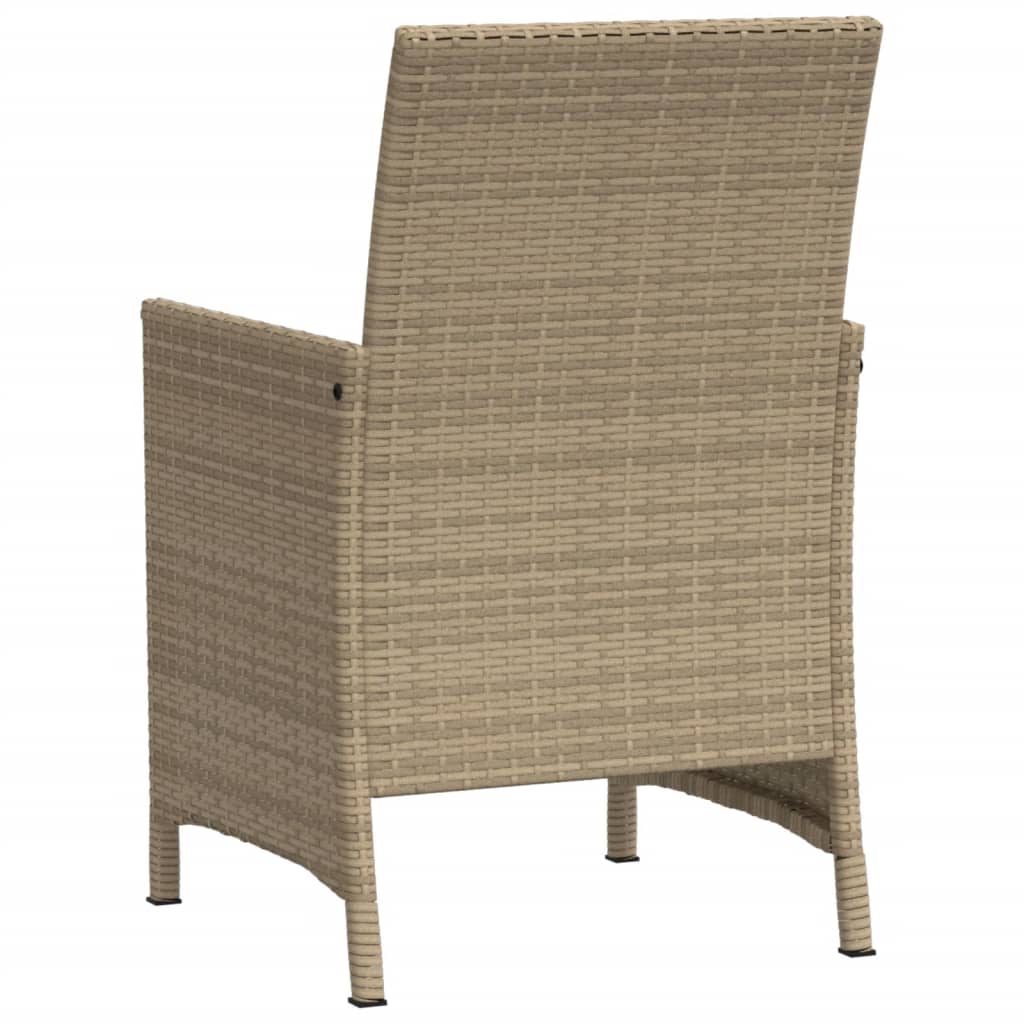 Vidaxl 3-Cz. Bistro Furniture Set with Cushions, Mixed Beige, PE Rattan