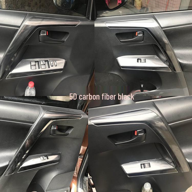 RAV4 Rongfang Carbon Fiber Interior Stickers: 13-18 Center Console, Gear Shift, Armrest Decor.