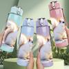 1PC White Squirrel Nut Animal Print 750ml Color Plastic Sports Water Bottle Leakproof Flip Straw Lid Suitable for Sports Office Home Use