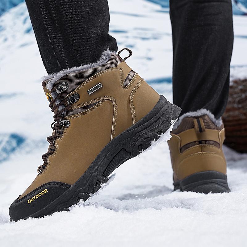 39-46 Men Winter Snow Boots For Waterproof Leather Sneakers Super Warm Men's Boots Outdoor Male Hiking Boots Work Shoes Size 39-48