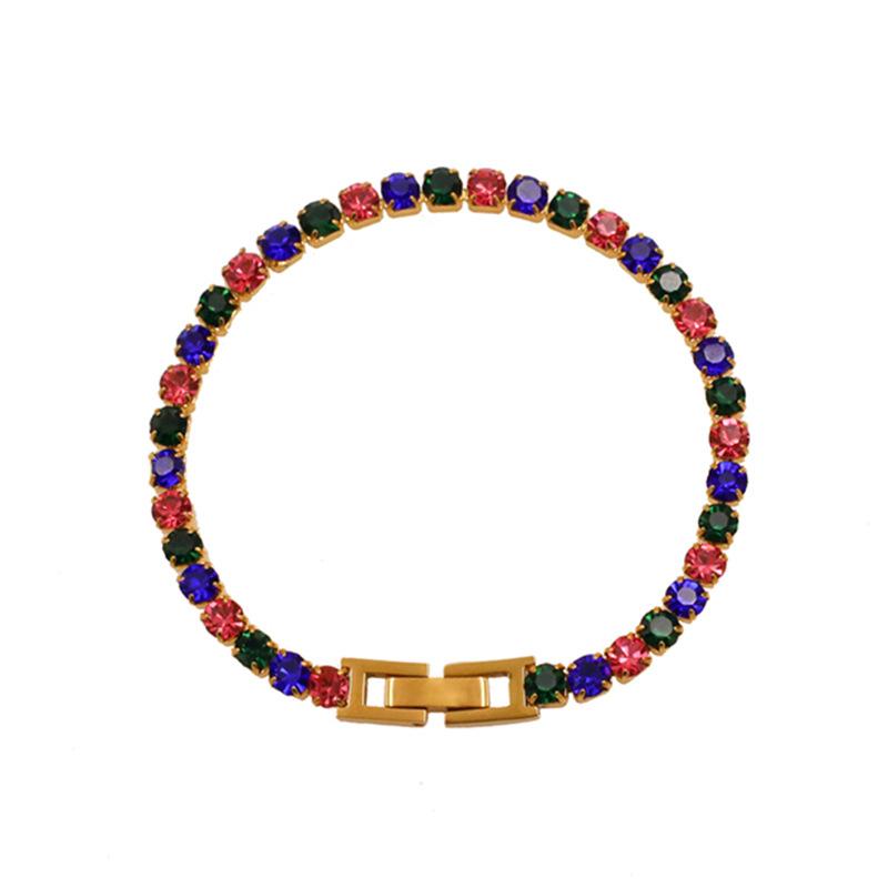 Jewelry, Jewelry Buckle, Colored Zircon, Contrasting Color Design, Jewelry, Light Luxury Diamond-Encrusted, Simple Titanium Steel Bracelet.