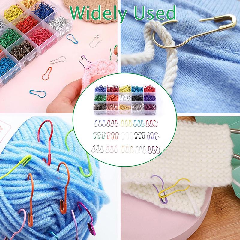 300/450Pcs Safety Pins with Storage Box Calabash Crochet Stitch Markers Knitting Crochet Locking Safety Pin Safety Pins Set