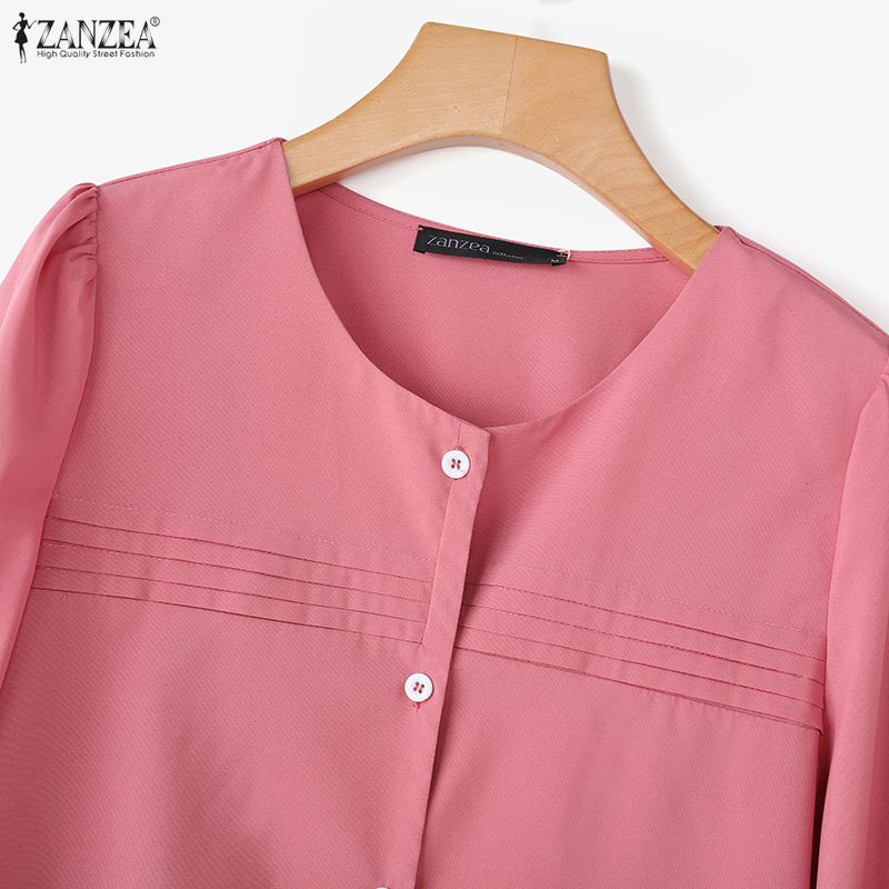ZANZEA Bluză casual pentru femei, cu mâneci 3/4, cu decolteu rotund