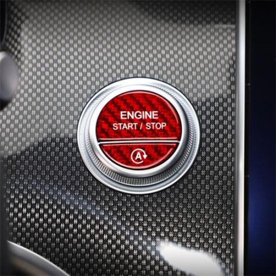 Luxury Red Carbon Fiber Car Start Stop Button Cover For Benz C S W206 W223 +