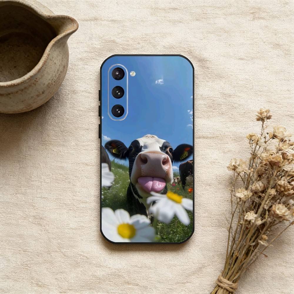 Lovely Cute Cow Cows OX Phone Case For Samsung Galaxy A73,A72,A71,A70,A52,A51 Others Soft Black Cover