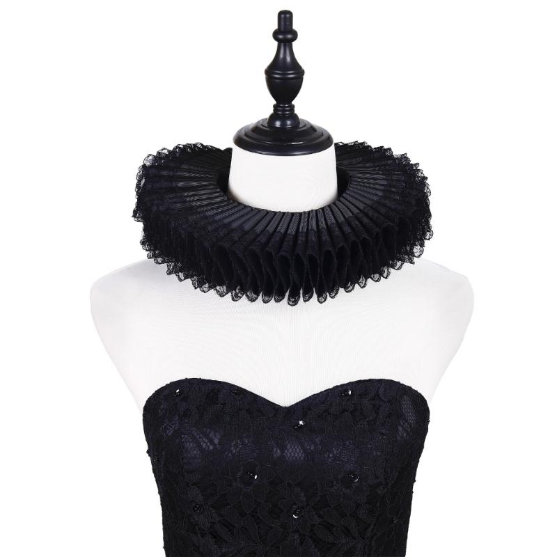 Comfortable Elizabethan Neck Ruff Victorian Ruffle Choker Adjustable Neck Ruff for Medieval Costume