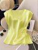 Women's V-Neck Satin T-Shirt - Summer 2026 Slim Fit, Plain Color, Short-Sleeved, Stylish Top