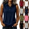 Women’s Sleeveless Collared Tank Top Button Down Polo Style Casual Shirt Lightweight Pullover Blouse for Daily Wear