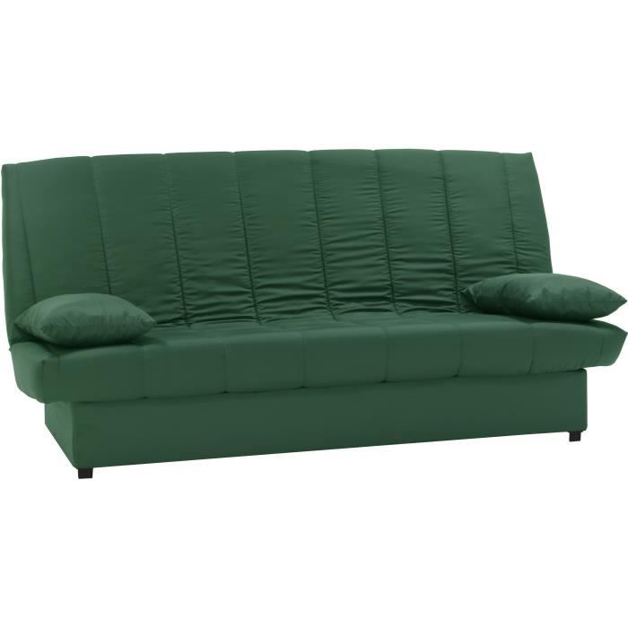 3-seater Click Clack Bench - 100% Cotton Fabric Green - Contemporary Style - L 190 X D92 Cm - MILA