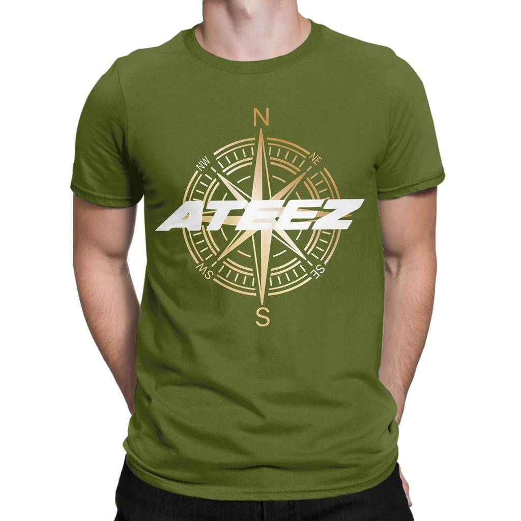 Ateez Compass Design Graphic Funny 100 Cotton Tshirt Ateez Sunset Dream Logo Tees Tops For Unisex