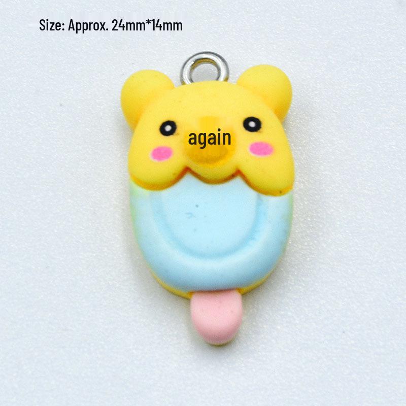 Resin Cartoon Animal Popsicle Charms: Frog, Bear, Rabbit - DIY Jewelry Accessories