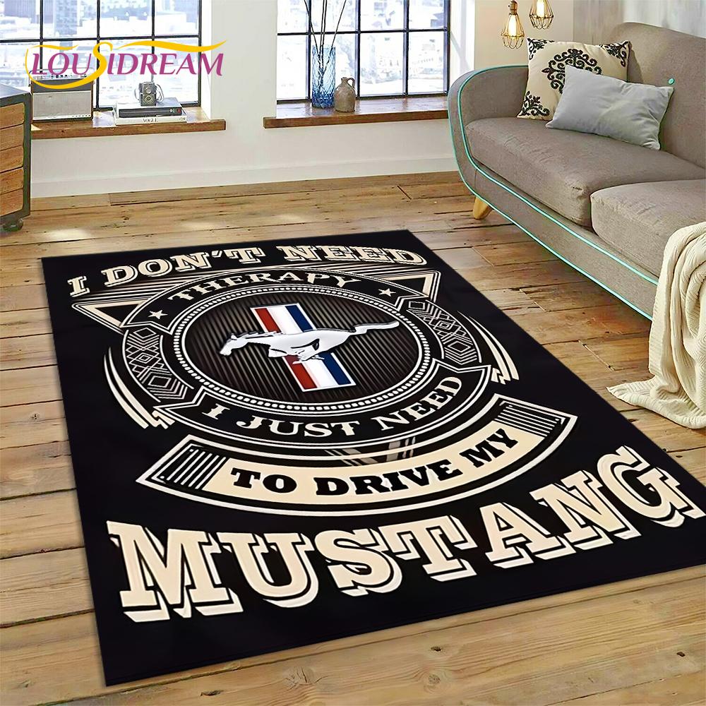 Classics 3D F-Ford GTR Mustang Car Rug Carpet for Living Room Bedroom Home Decor,Floor Mat Non-slip Decoration for Sofa Doormat