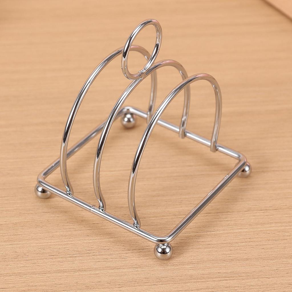 Stainless Steel Toast Rack Space Saving Easy to Clean Bread Stand 3 Slice Slot Loaf Slice Holder for Home, Gathering, Table Cafe