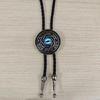 Faux Leather Bolo Tie Necklace with Tribal Elements Devil Eye Pendant Necktie for Western Parties and Everyday Wear