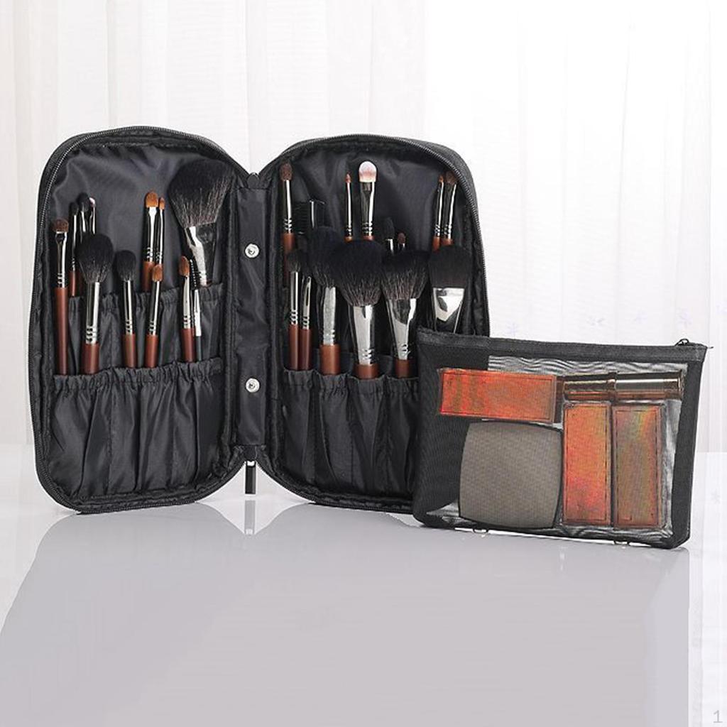 Makeup Organizer Black Portable Multifunctional Oxford Cloth Cosmetic Brush Storage