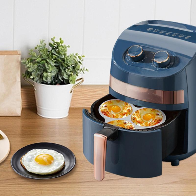 Air Fryer Egg Mold Round Shape Eggs Mold 3 Cavity Non-Stick Silicone Air Fryer Egg Pan Egg Steamer Cooking Mold Fried Egg Tool