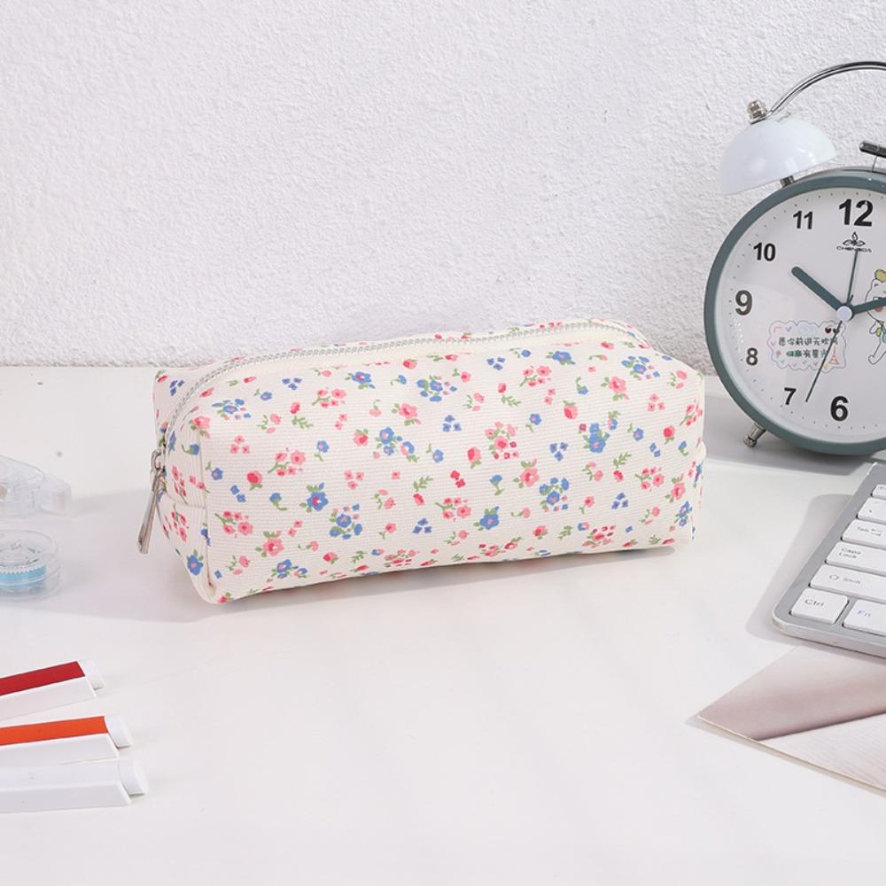 High Quality Fresh Floral Pen Bag Portable Multifunctional Pencil Case Large Capacity Stationery Organizer School Office