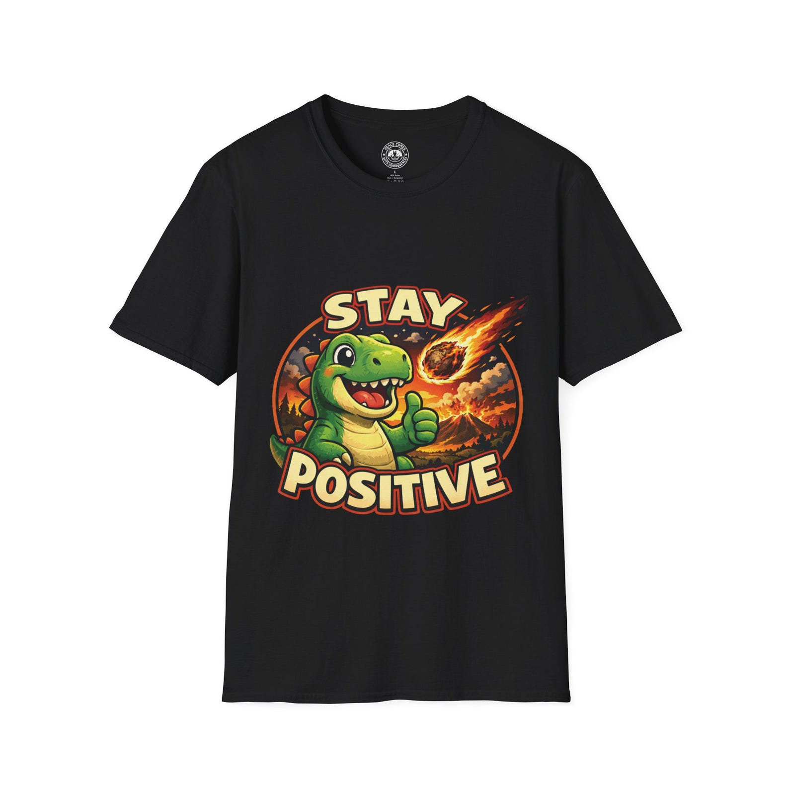Retro T-Rex Thumbs Up T-Shirt | Chaotic Dinosaur Stay Positive Tee 4XL