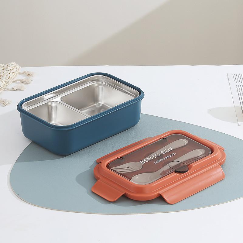 Stainless Steel Student Lunch Box With Divided Food Compartments For Office And School Use