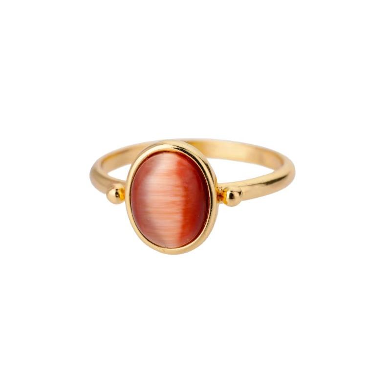 Wind Ring Oval Opal Open Ring Fashion Women's Versatile Gold Non-Fading Ring