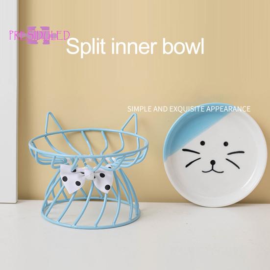 Ciotola per cibo per gatti rialzata, grande capacità, anti-vomito, ciotola in ceramica con staffa - Prodotti per animali domestici