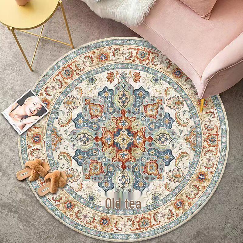Vintage Crystal Velvet Round Carpet - Large Area Living Room Coverage