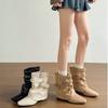Short Boots Women's Boots Pants Tube Short Cowboy Boots Thick Heel Inner Height Increasing Knight Boots Vintage Ladme Pointed Belt Buckle