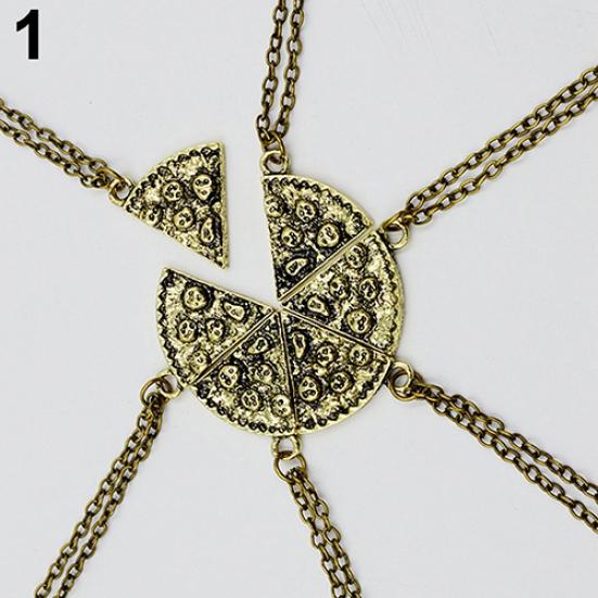 6 Pcs Pizza Slice Pendants Necklaces Creative Friendship Couple Necklace