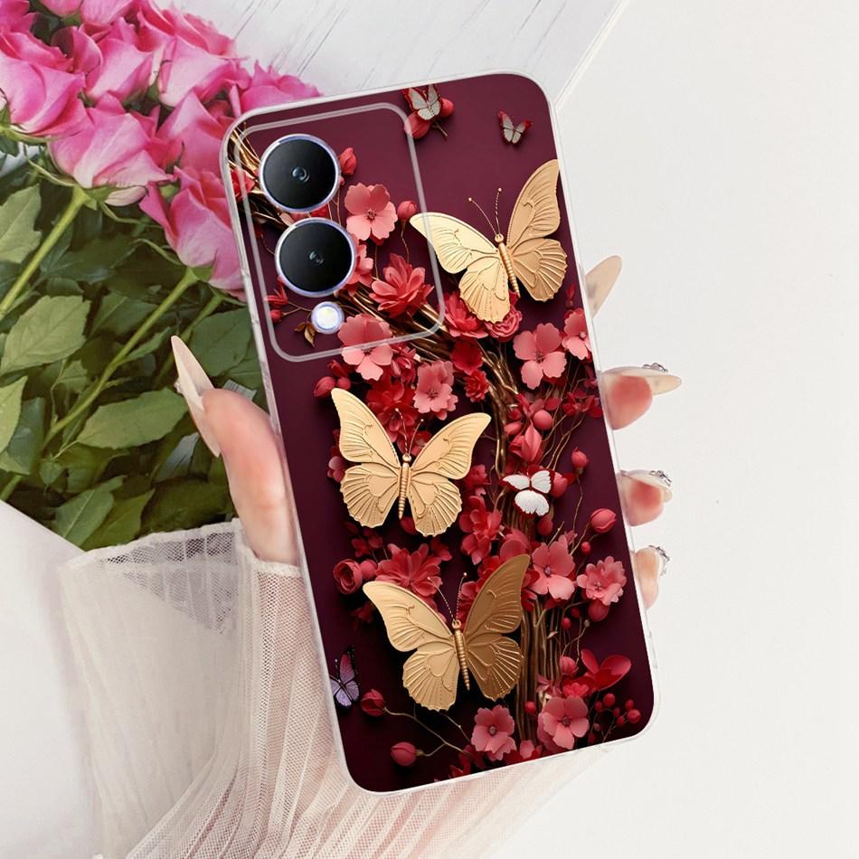 For Vivo Y17s Cute Flower Butterfly Cat Painted Case For Vivo Y17s Y 17S V2310 Soft Silicone TPU Phone Cases