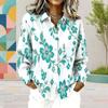 Women Plus Size Long Sleeve Collared Button Front Colorful Striped Print Shirt