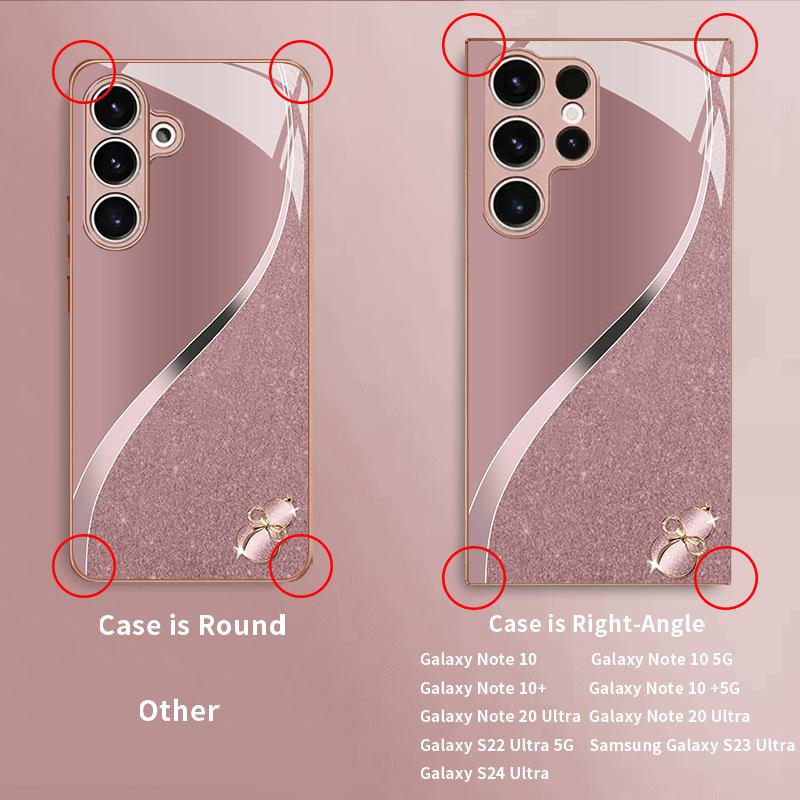 Fashion pink metallic paint glass phone case suitable for Samsung Galaxy S26 S25 S24 S23 S22 S21 S20 FE/Ultra/Plus anti drop