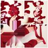 Chinese Style Wedding Decoration Set - Joyful Characters, Door Tassels, Flowers, and Photo Background