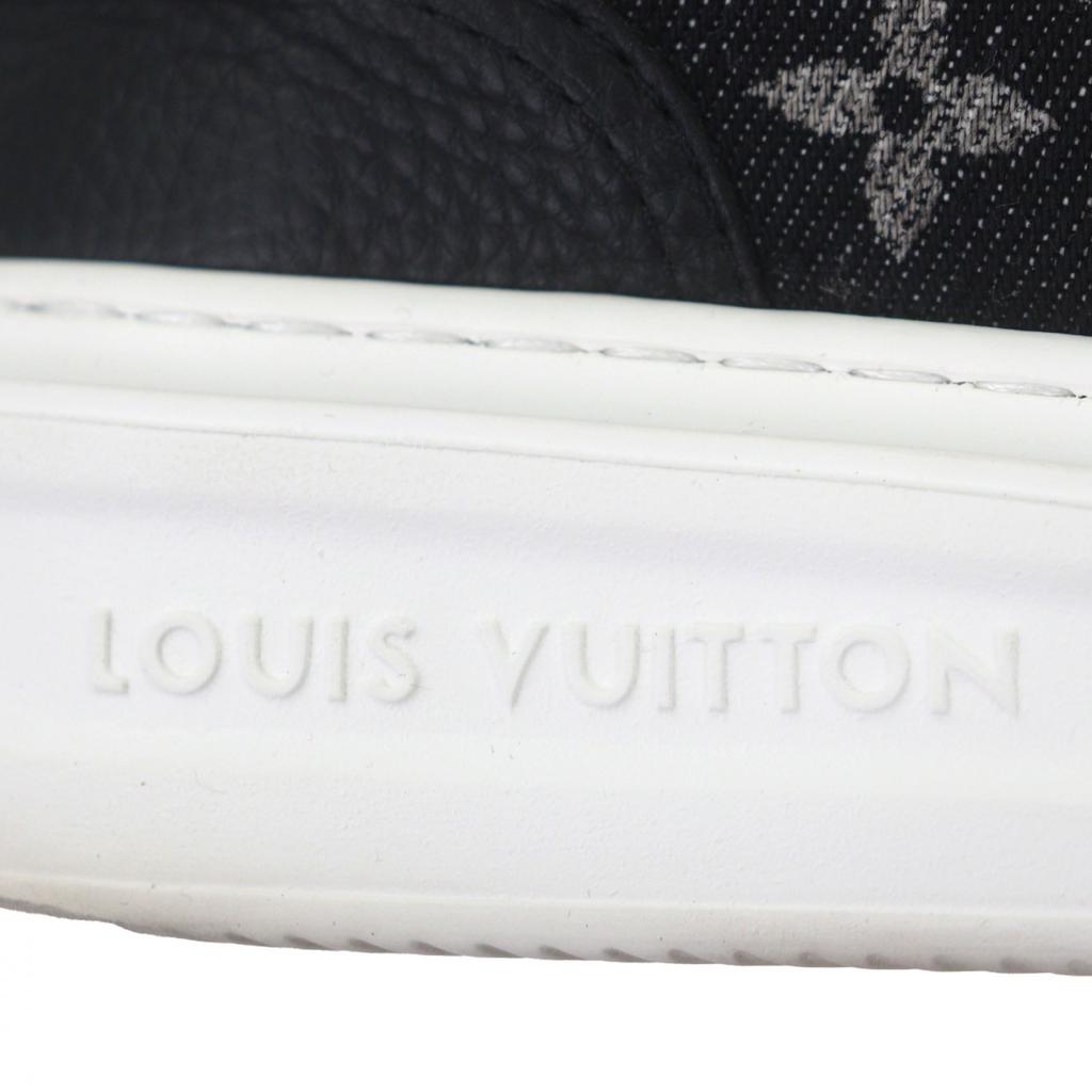 Great LOUIS VUITTON Low cut sneakers black Monogram denim mens 7 1ACQL7 Used