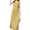 Summer sleeveless polka dot nightdress women's summer cotton silk long dress can be worn outside casual loungewear yellow high-end dress