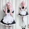 AOTYP Maid Cosplay Includes Short and Perfect for Maid and Black Women's 5-Piece Set, Dress, Length, Knee-High Socks, Apron, Headband, Bow, Cafes,