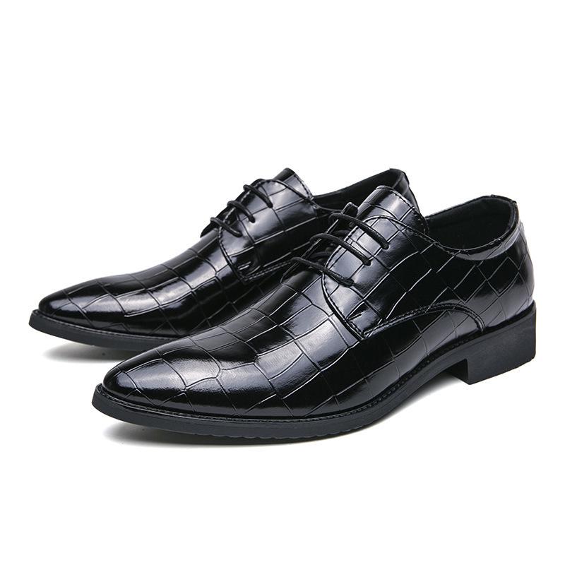 Men's Large Size Stone Pattern Leather Brogue Shoes - Formal & Casual British Style for Weddings & Business