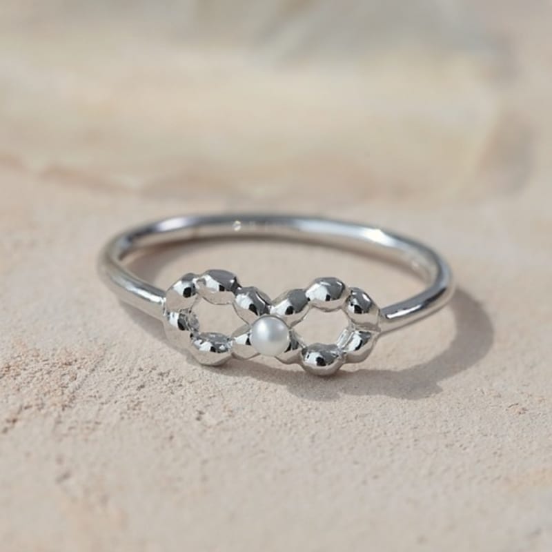 BELLOOGGI Pearl Ball Chain Ribbon Ring