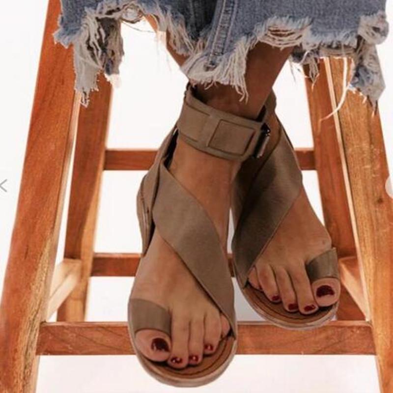 En stock: Sandalias Planas de Verano 2021 Talla Grande con Anillo para Dedo del Pie y Tacón Cerrado para Mujer