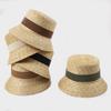 European and American Straw Sun Hat Woven Straw Hat Spring and Summer Women's Leisure Beach Visor Flat Top Bucket Hat Basin Hat