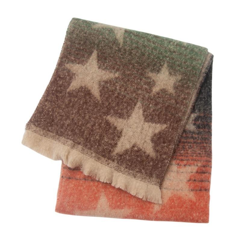 European and American Style Women's Fashion Autumn and Winter Warm Shawl Gradient Color Pashmina Jacquard Star Scarf