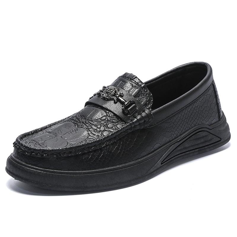 Casual men's one-pedal soft-soled handmade casual leather shoes inner height increase versatile British leather shoes men's work men's shoes