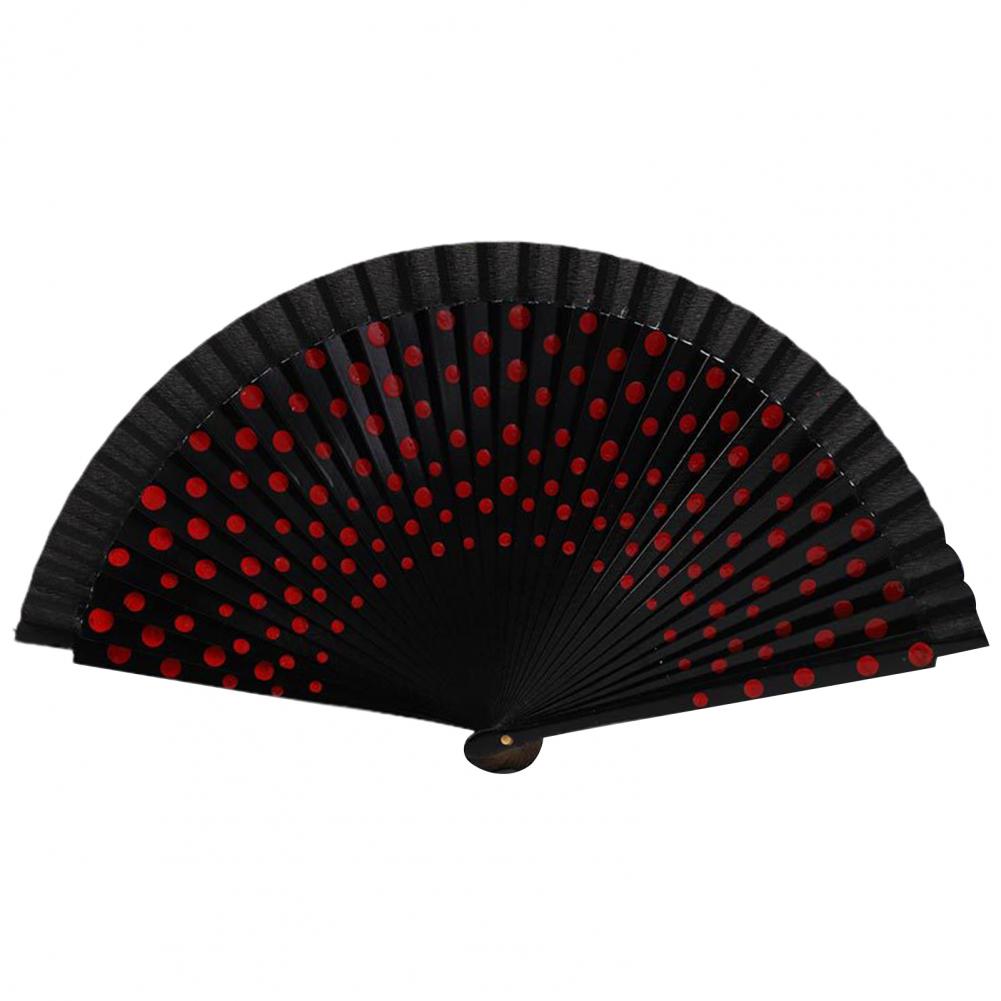 Dot Print Spainish Fan Double-sided Multicolor Dot Print Folding Fan Beautiful Dancing Fan Office Home Table Decorative Fan