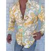 Men's Red Patterned Long-sleeved Shirt Men's Casual Versatile Fashion Street Men's Shirt Lapel Single-breasted Long Sleeve