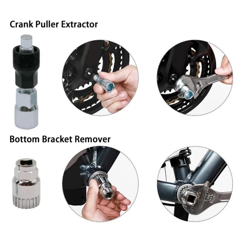 Fiets Gereedschapskit 6 Delen Professionele Fietsreparatiegereedschappen voor Mountainbike met 3-in-1 Cassette Verwijderaar Sleutel Kettingbreker