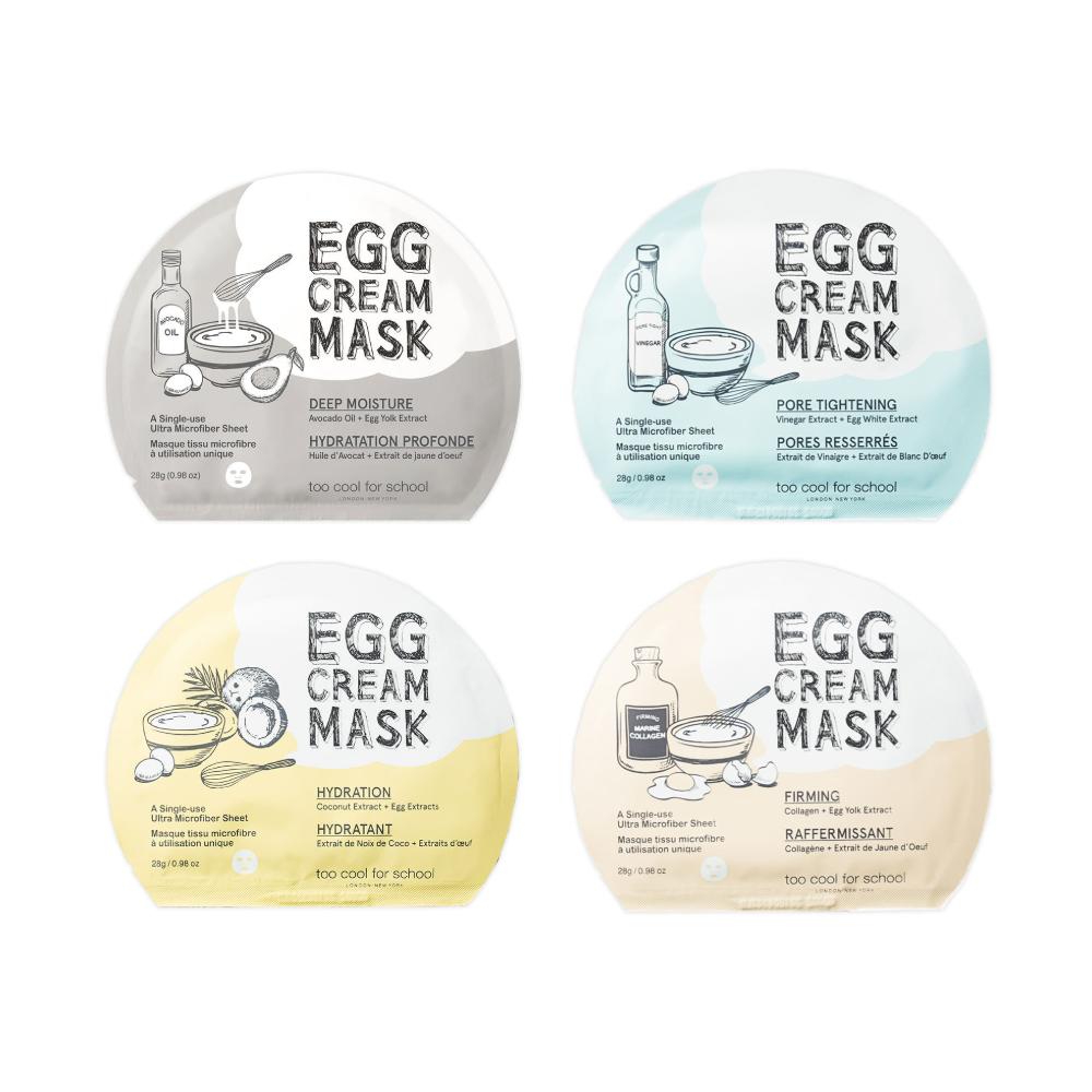Too Cool For School – Egg Cream Mask 28g (Hydration / Deep Moisture / Firming / Pore Tightening) 9 Options