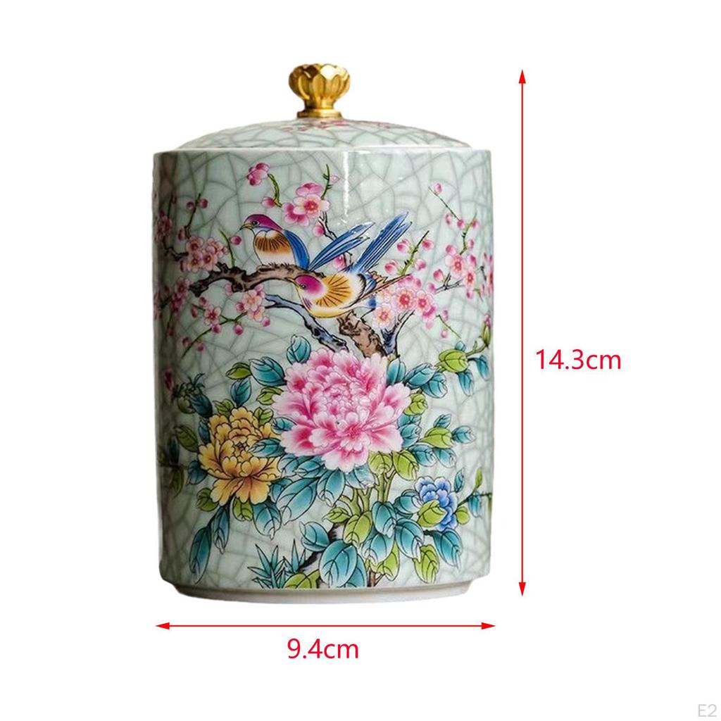 Ceramic Tea Canister Storage Bottle Jar Glazed Hand Painted Container Sealed
