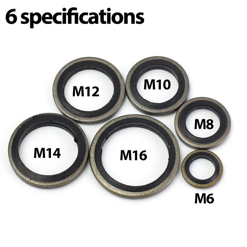 Universal Metal Rubber Washer Replacement Flat Ring Seal Gasket For Oil Drain Plug Gasket Assortment Kits Hardware Gaskets Tools