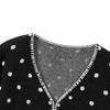 Damen V-Ausschnitt Polka Dot Strick-Cardigan