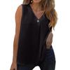 Women's Color Sleeveless V-neck Button Casual Versatile Top
